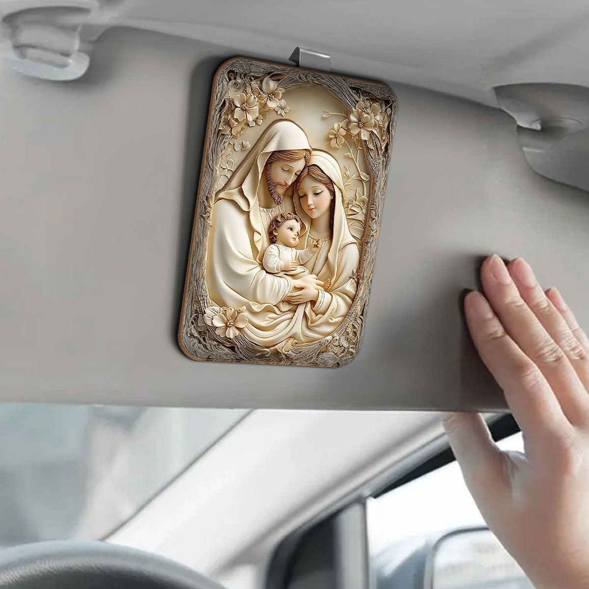 Vintage Inspired Holy Family - Car Visor Clip