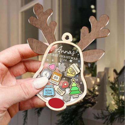 Baby First Christmas 2024 - Personalized 3 Layered Christmas Shaker Ornament FCCSOLETN2155D