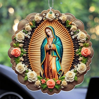 The Virgin Mary Retro Style - 1-Side Car Acrylic Hanging Ornament