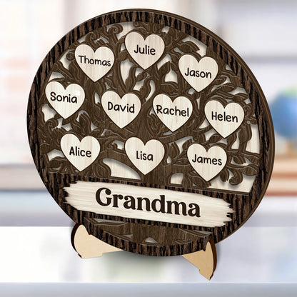 Grandkids Family Tree - Personalized 2-Layered Wooden Plaque