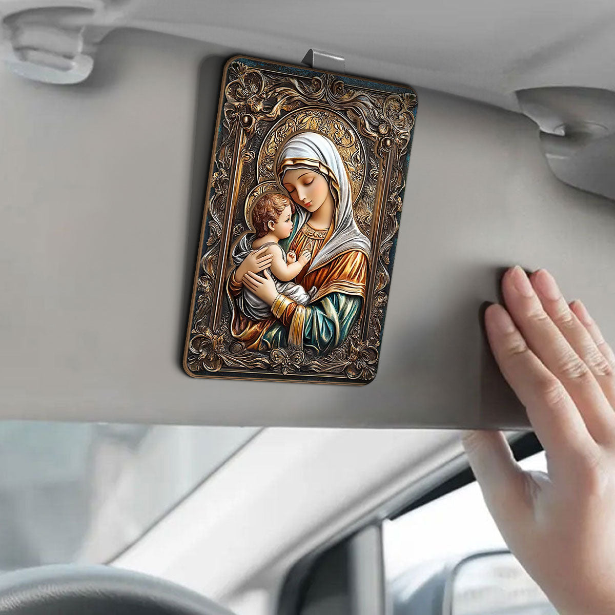 Vintage Mary & Jesus - Car Visor Clip