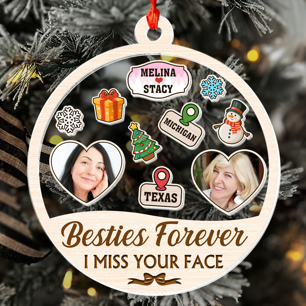 I Miss Your Face - Personalized 3 Layered Christmas Shaker Ornament