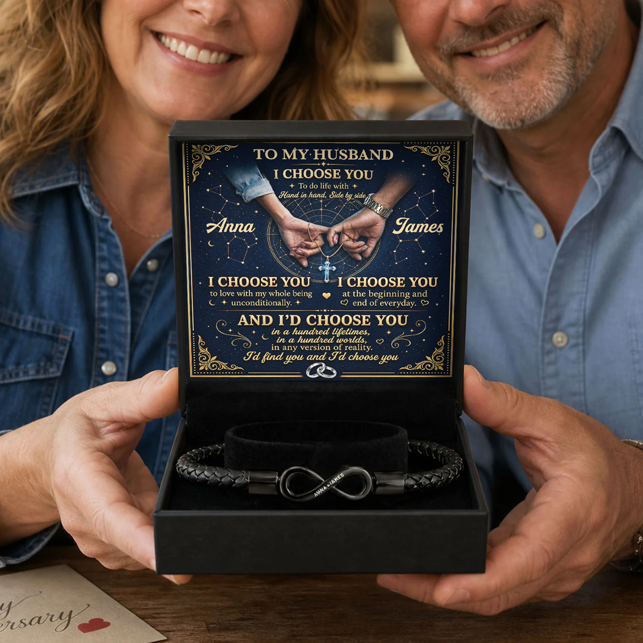 I Choose You  - Personalized Men's Infinity Bracelet With Gift Box & Card