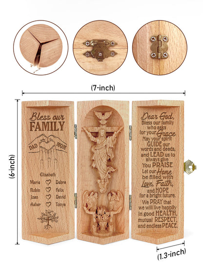 Bless Our Family - Personalized Openable Wooden Cylinder Sculpture of Jesus Christ