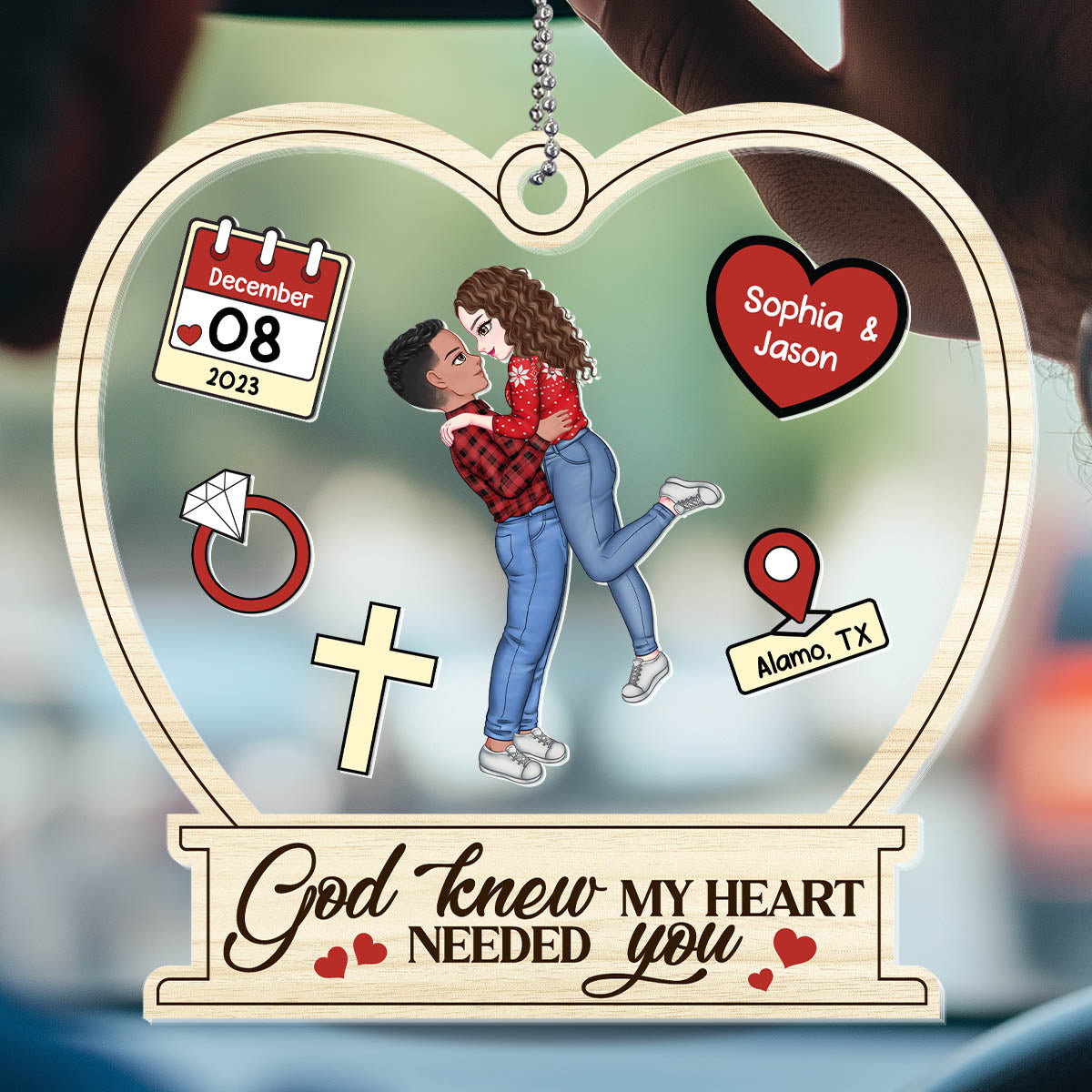 God Knew My Heart Needed You - Personalized Car Shaker Ornament