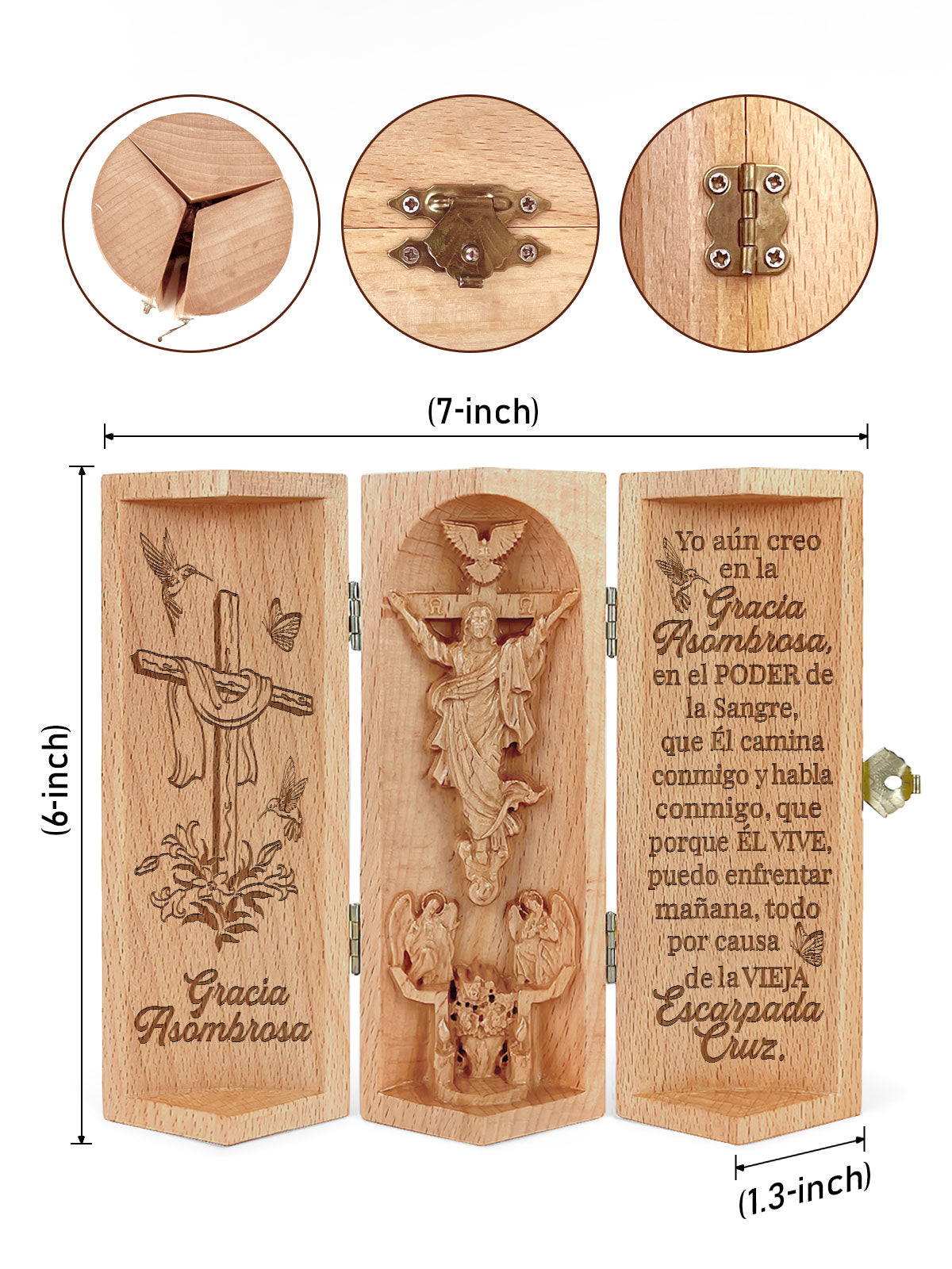 Gracia Asombrosa - Openable Wooden Cylinder Sculpture of Jesus Christ