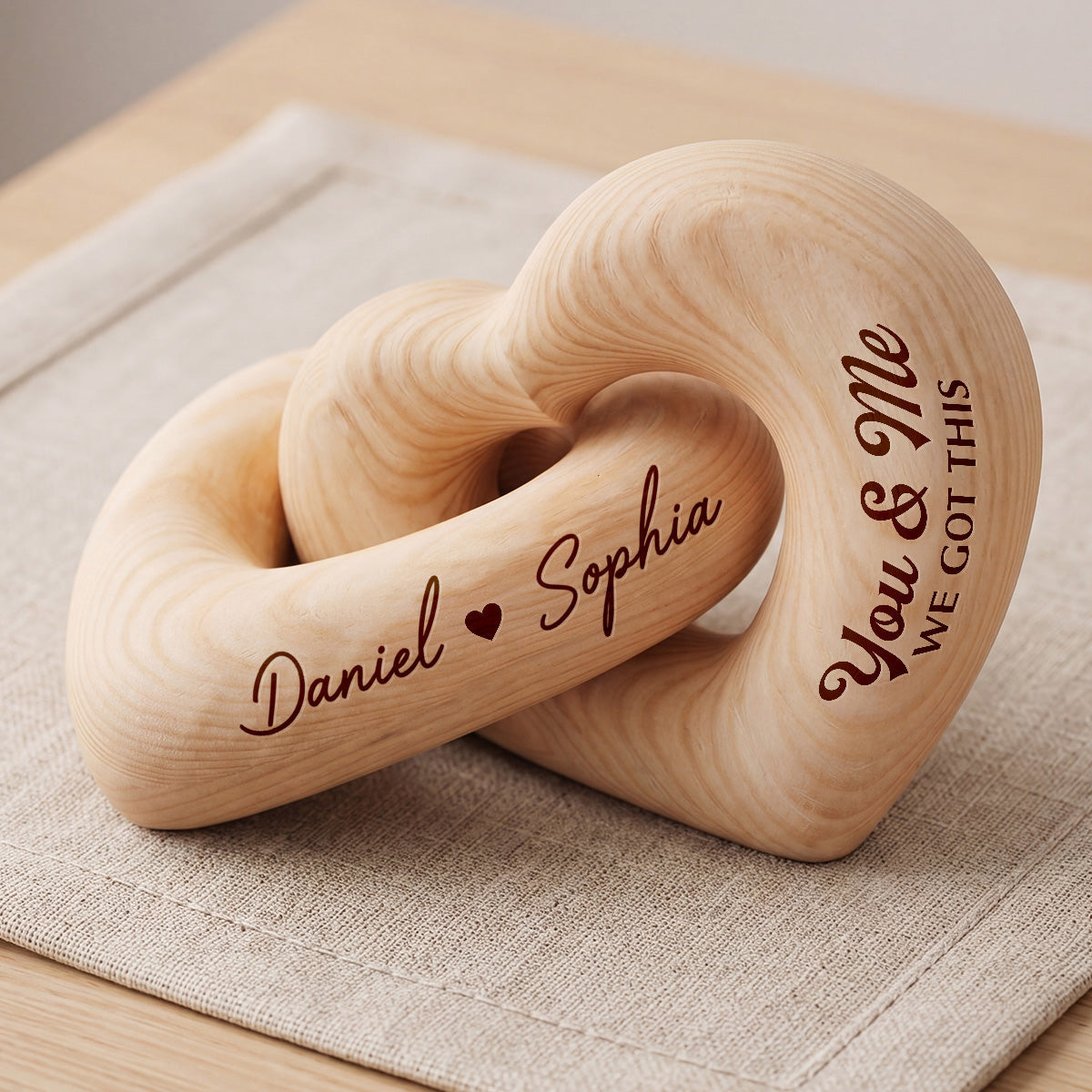 You & Me We Got This - Personalized Interlocking Wooden Hearts