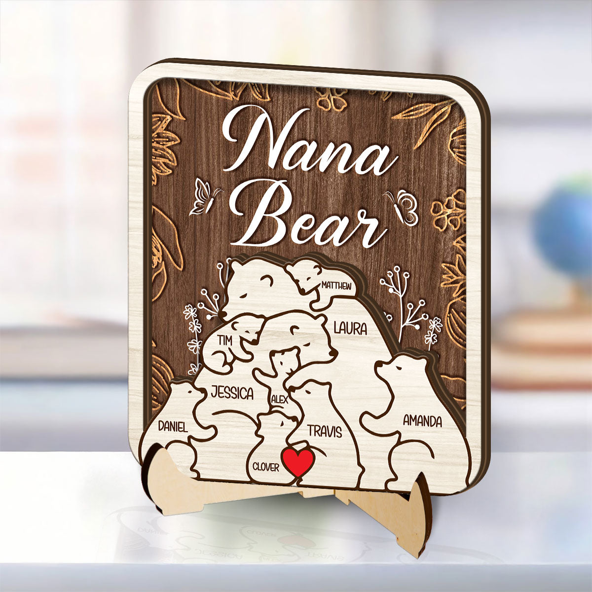 Grandma Bear Hugs - Personalized 2-Layered Wooden Plaque