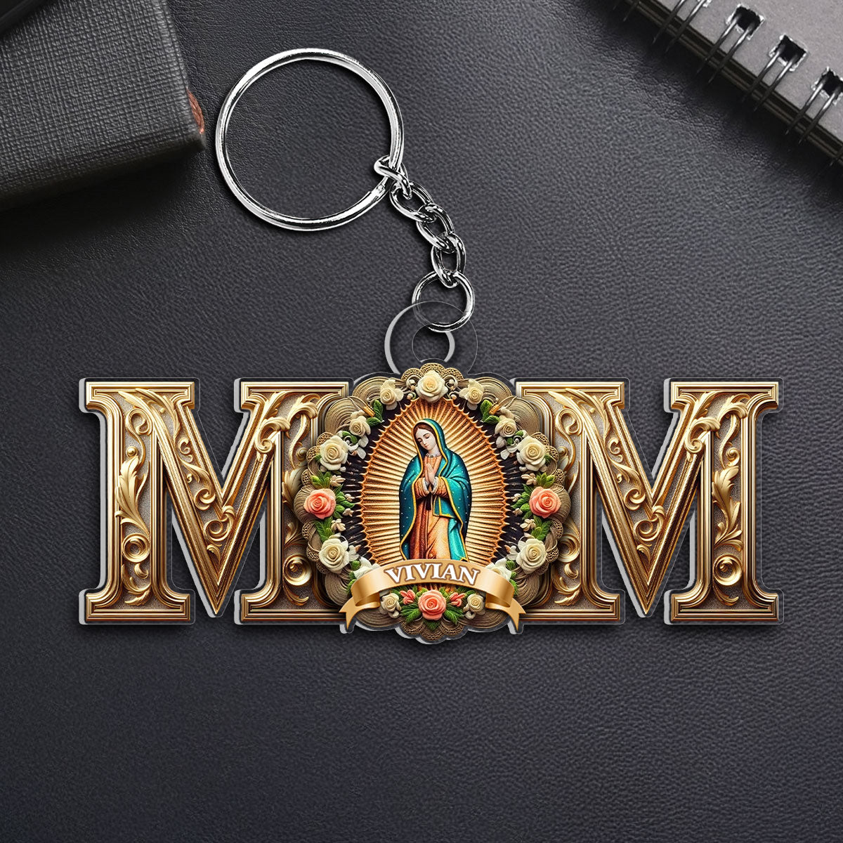 Vintage Virgin Mary Mom - Personalized Acrylic Keychain