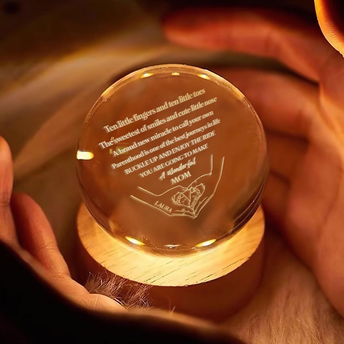 New Mom, New Grandma - Personalized Crystal Ball Night Light