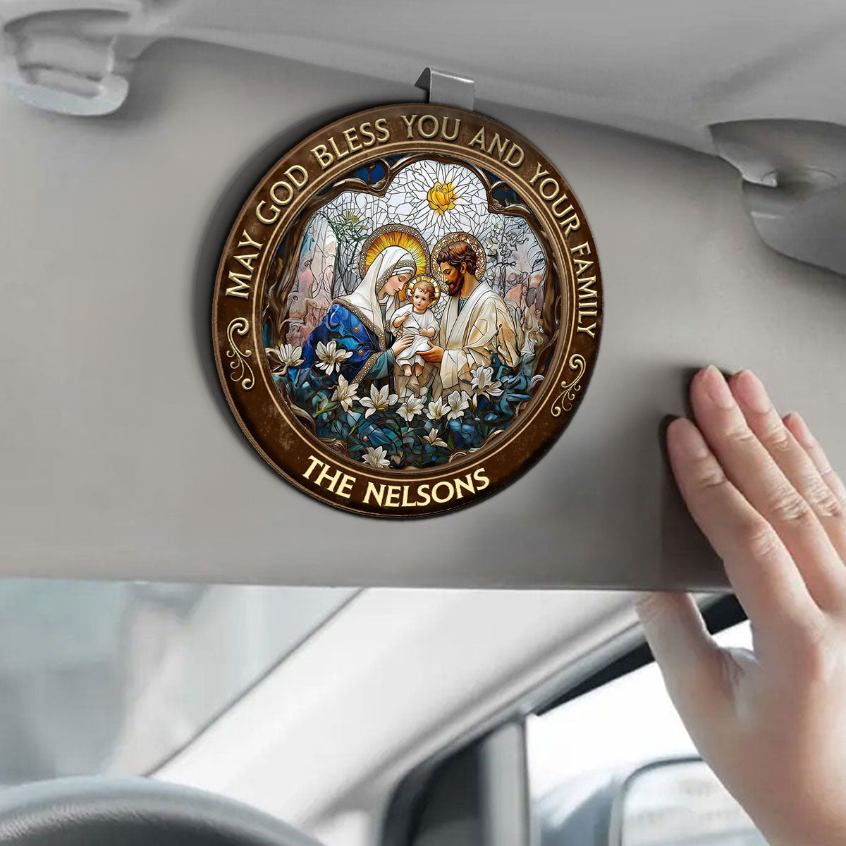 May God Bless You And Your Family - Personalized Car Visor Clip