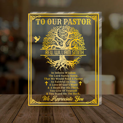Faithful Servant Pastor - Personalized Custom Shaped Squared Acrylic Plaque