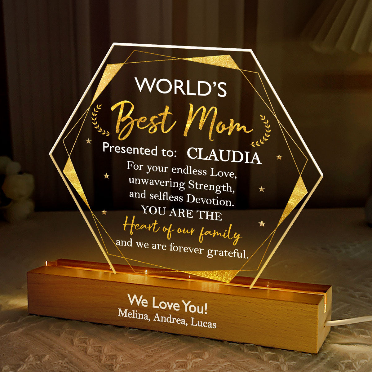 Best Mom Ever Award  - Personalized Acrylic Plaque Night Light