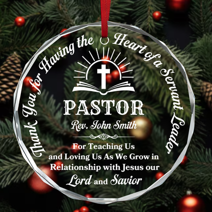 Heart of a Servant Leader - Personalized Round Shaped Glass Ornament
