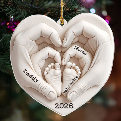 Heart Of Love Keepsake - Personalized 3D Relief White Acrylic Ornament