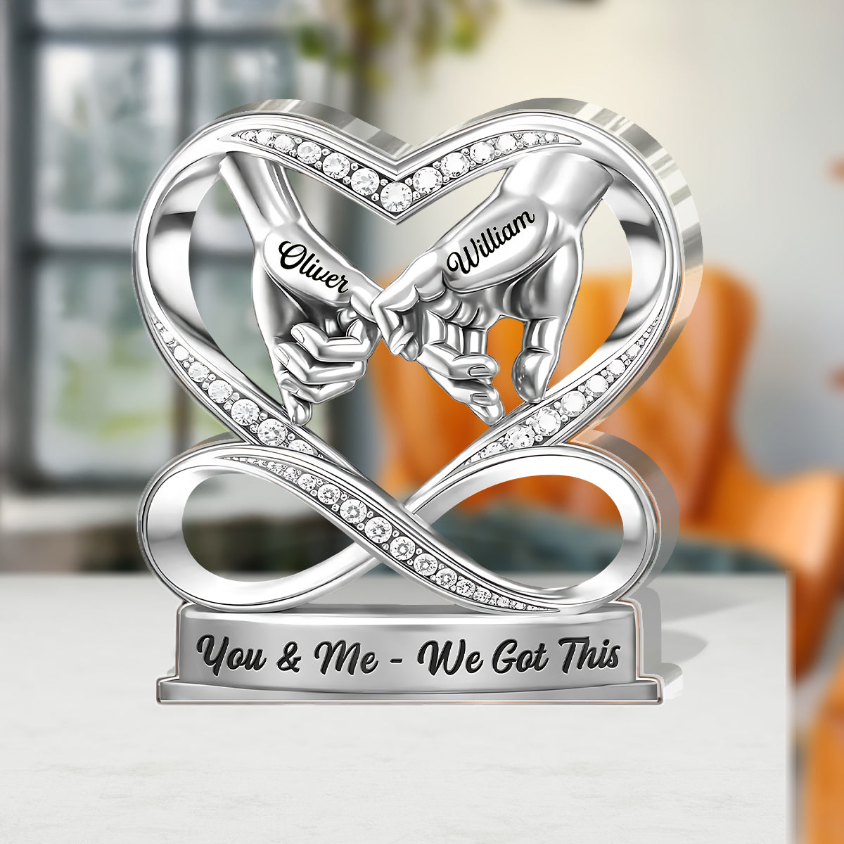 Linked By Love - Personalized Custom Shaped Squared Acrylic Plaque