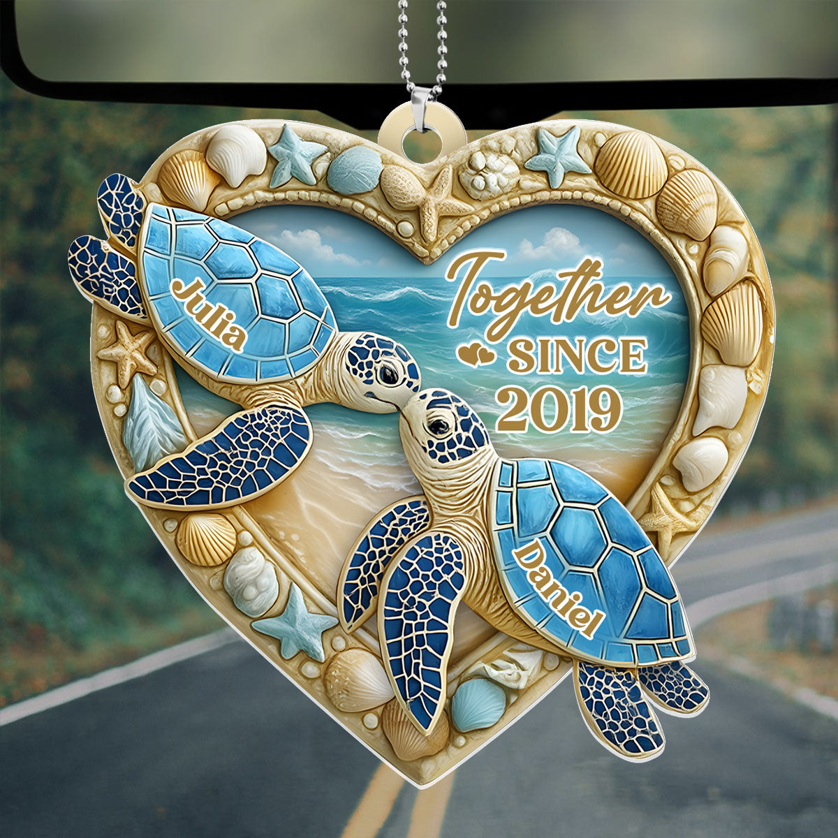 Sea Of Love - Personalized Car Acrylic Hanging Ornament