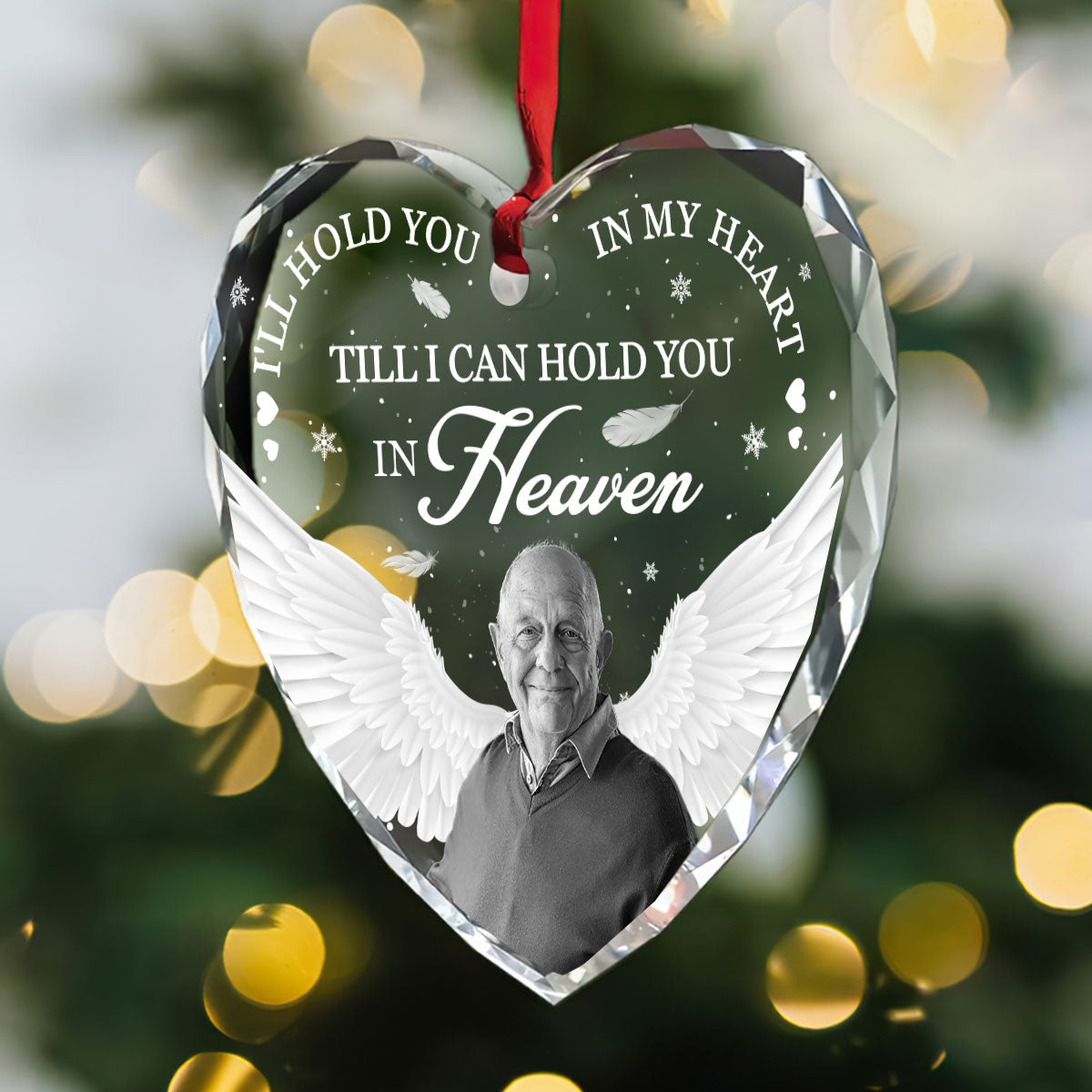 Till I Can Hold You in Heaven - Personalized Heart Shaped Glass Ornament