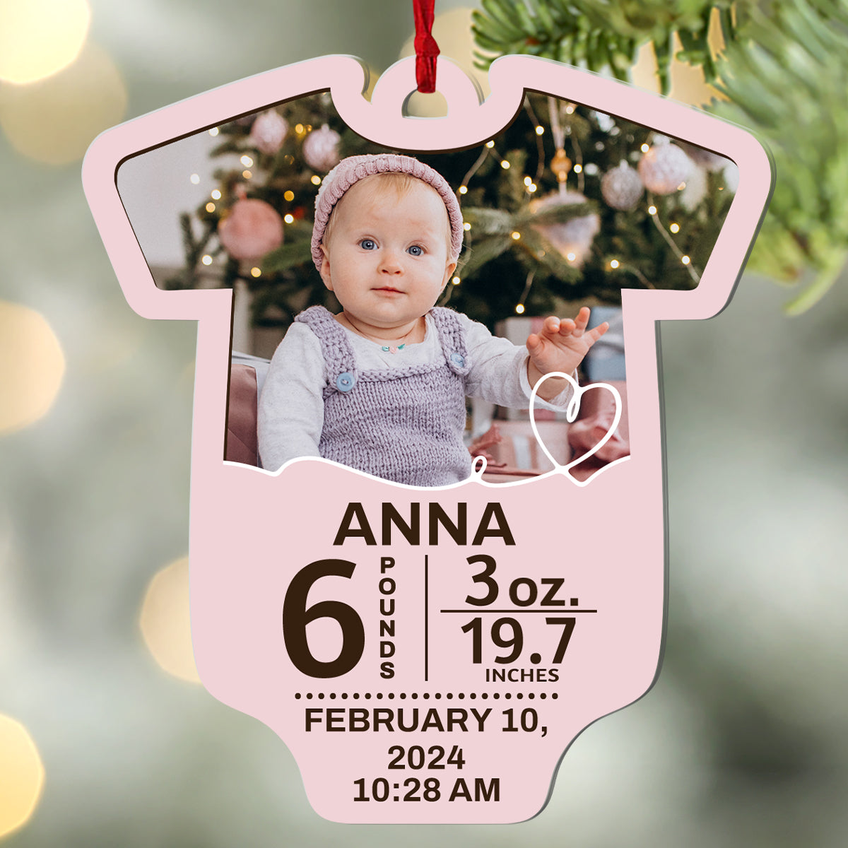 Baby's First Christmas Bodysuit - Personalized 1-Side Acrylic Ornament