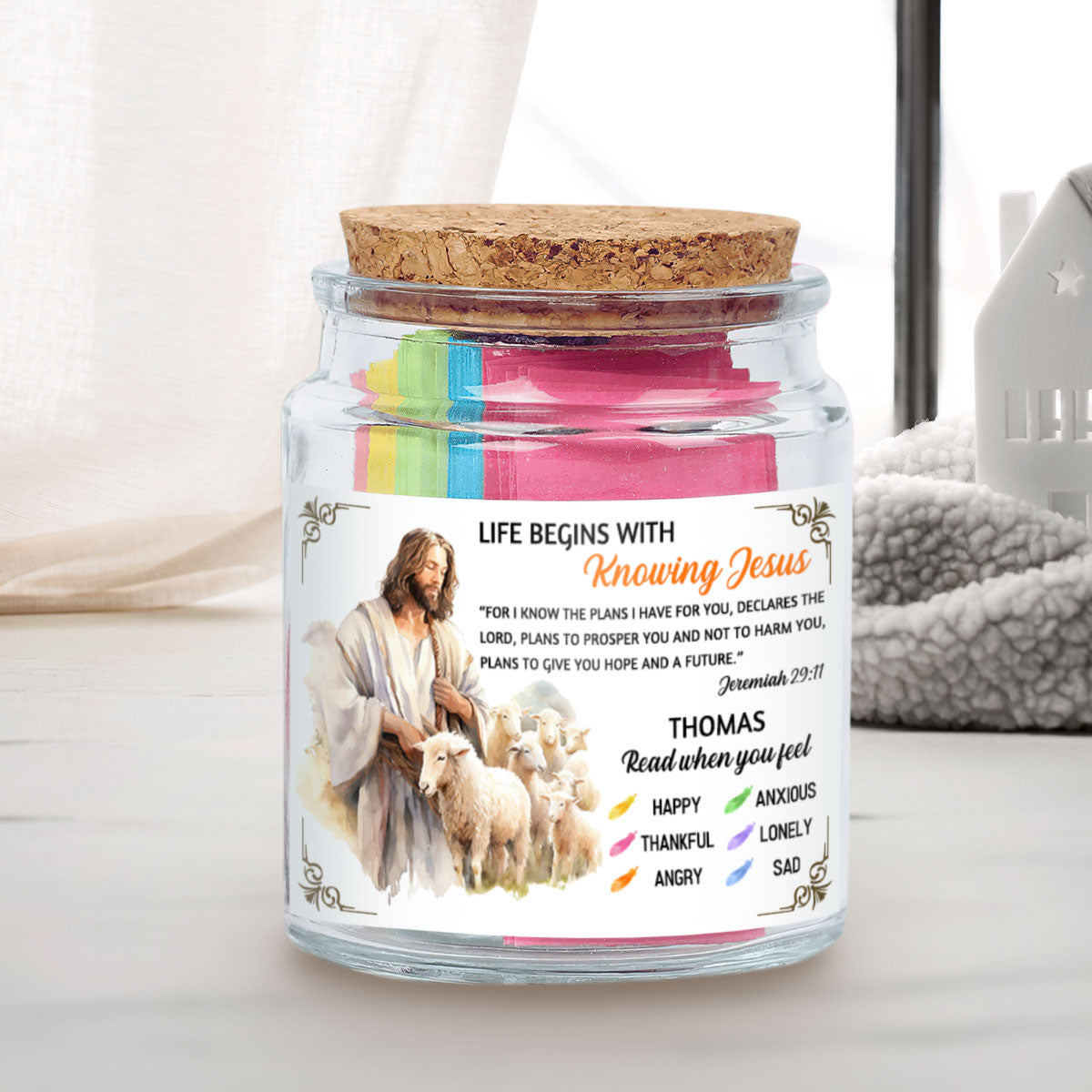 Life Begins With Knowing Jesus - Personalized Bible Verse Jar Self-buy