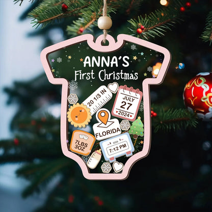 Baby 1st Christmas - Personalized 3 Layered Christmas Shaker Ornament FCCSOLEHA2160L