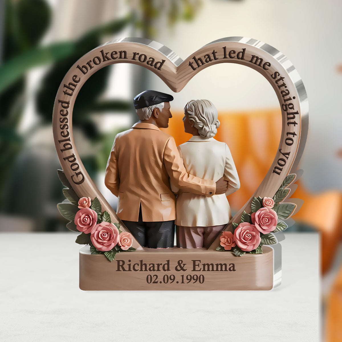 Growing Old With You Heart Of Love - Personalized Custom Shaped Squared Acrylic Plaque