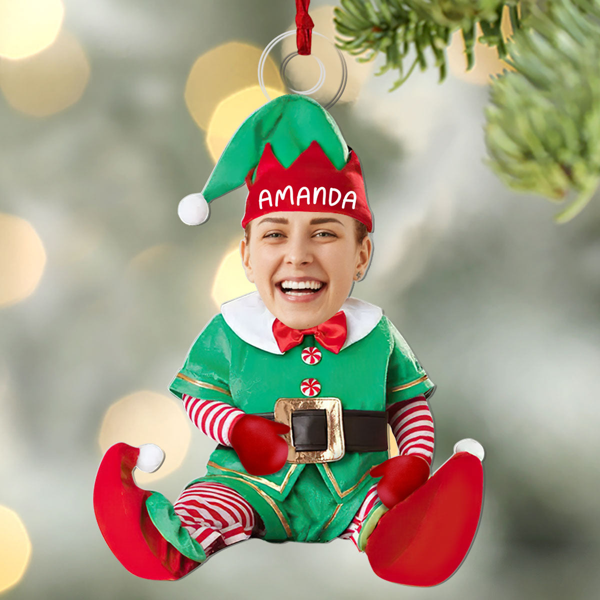 Cute Baby Elf Costume - Personalized 1-Side Acrylic Ornament FCACOLEHA2660L