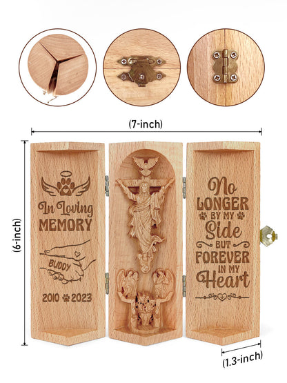 No Longer By My Side But Forever In My Heart - Personalized Openable Wooden Cylinder Sculpture of Jesus Christ