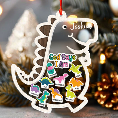 God Says I Am - Personalized 3 Layered Christmas Shaker Ornament