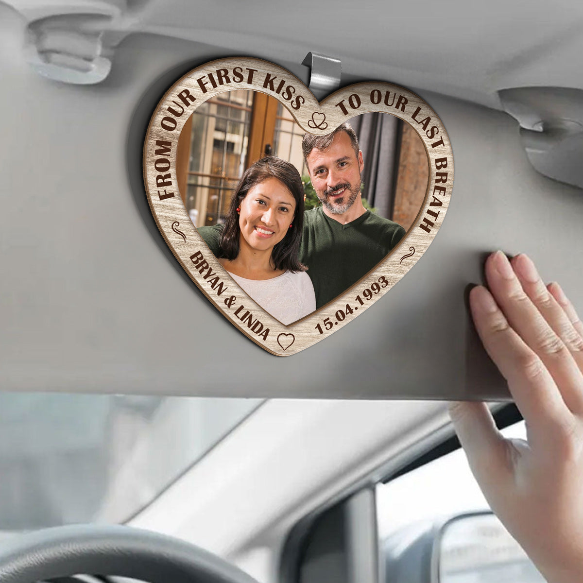 From Our First Kiss To Our Last Breath - Personalized Car Visor Clip FCCVCLEHA2080TA