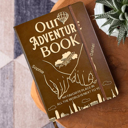 Our Adventure Book Couple - Personalized Leather Cover Notebook