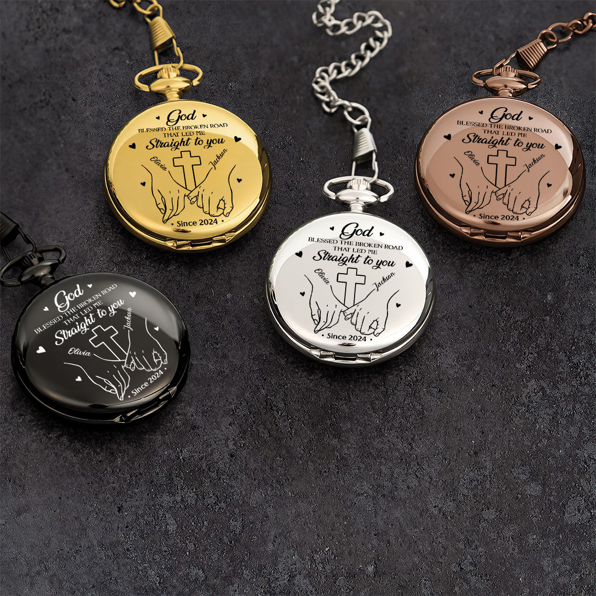 God Blessed The Broken Road That Led Me Straight To You - Personalized Pocket Watch