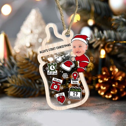 Cute Baby's First Christmas - Personalized 3 Layered Christmas Shaker Ornament FCCSOLETN2174TA