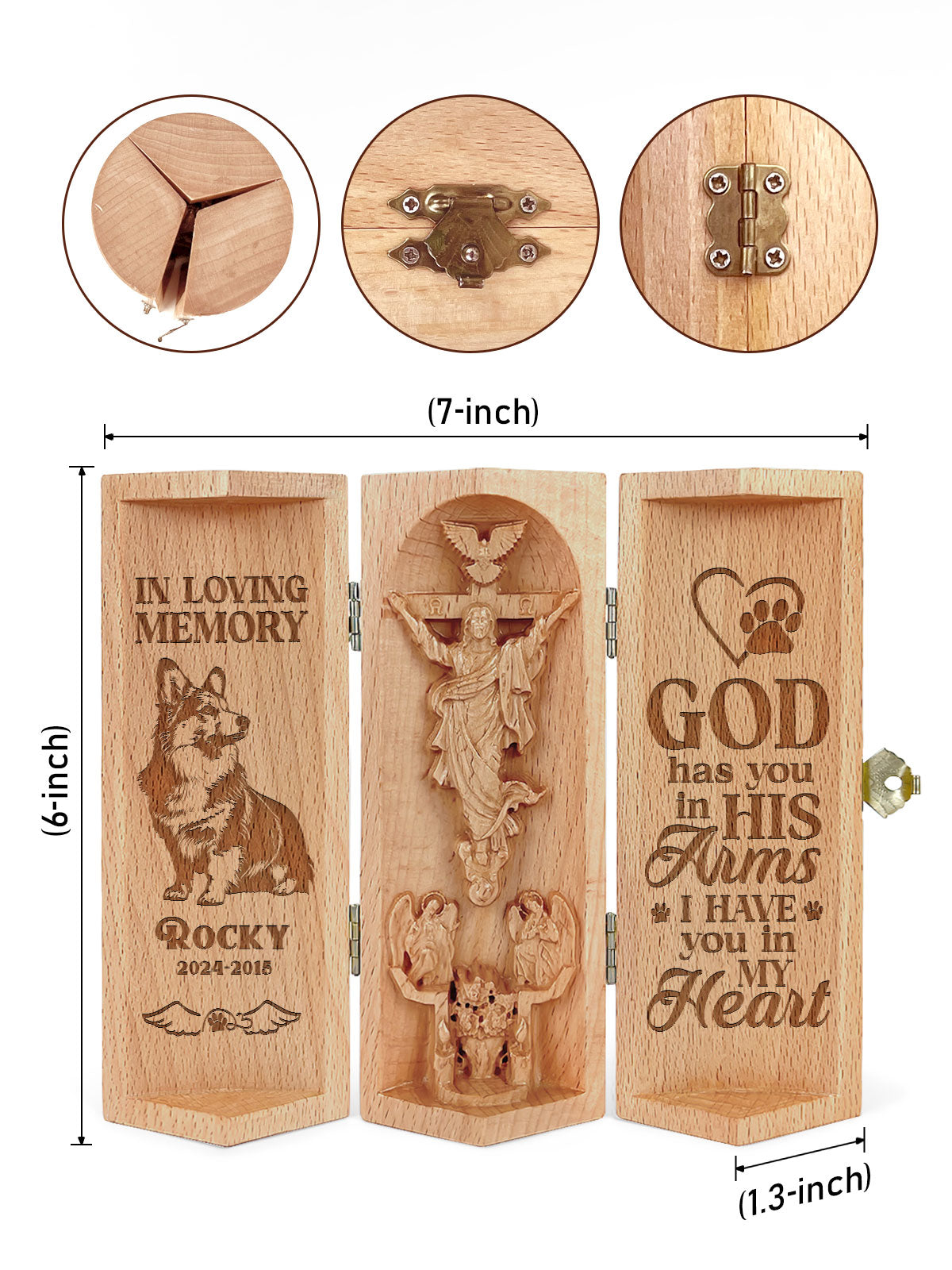 God Has You In His Arms - Personalized Openable Wooden Cylinder Sculpture of Jesus Christ