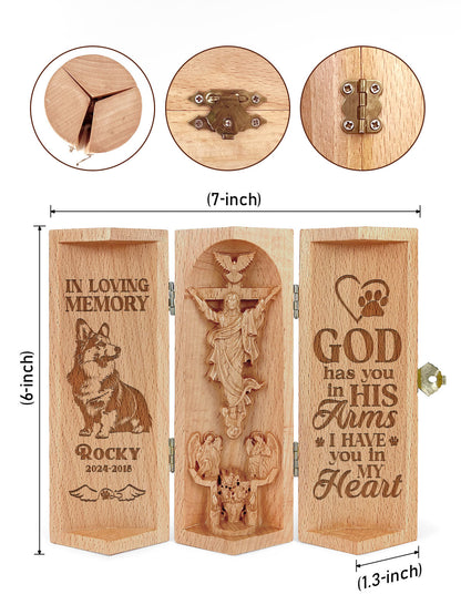 God Has You In His Arms - Personalized Openable Wooden Cylinder Sculpture of Jesus Christ
