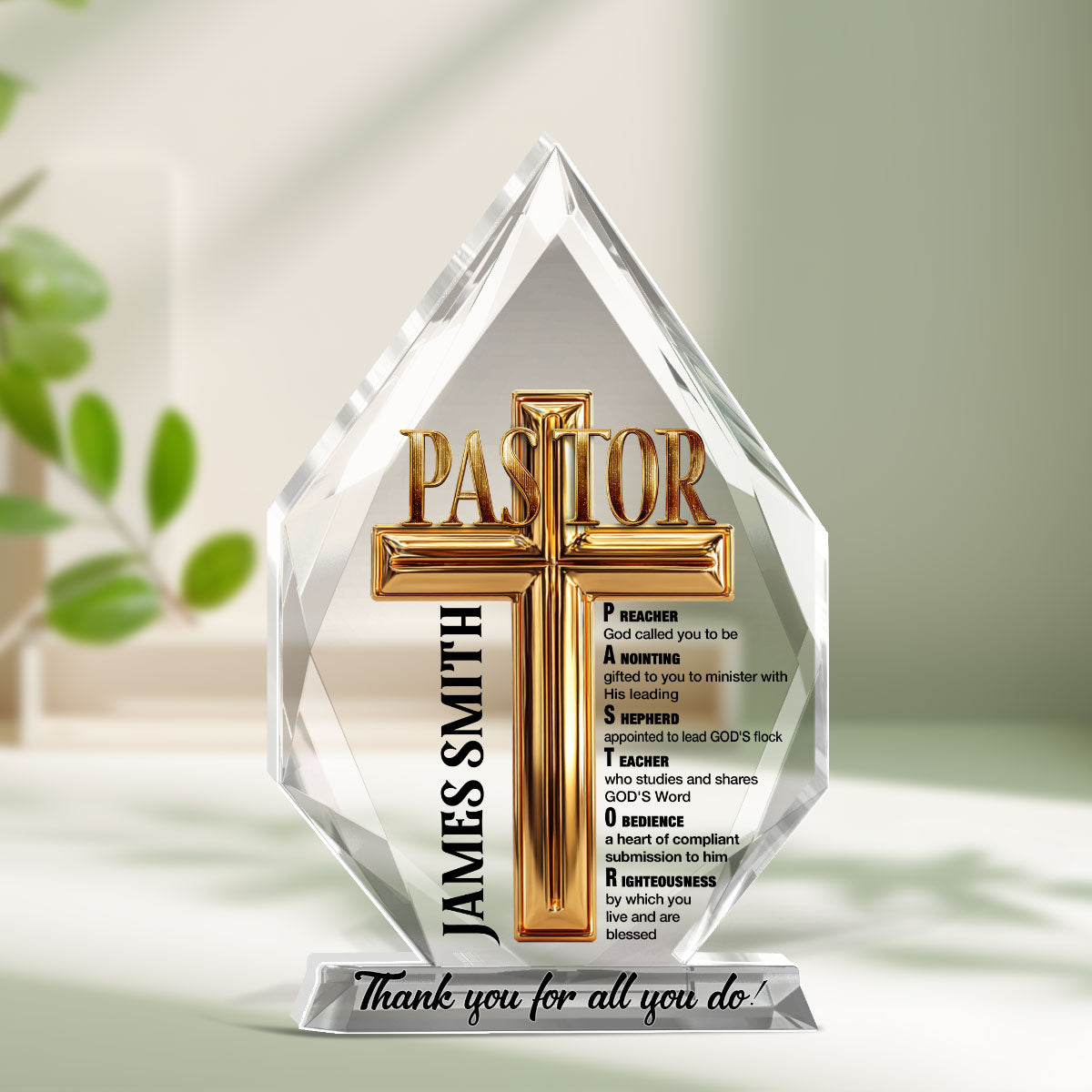 To My Pastor - Personalized Custom Shaped Squared Acrylic Plaque