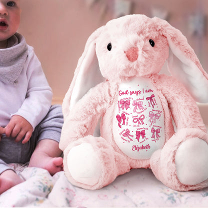 I Am Who He Says I Am - Personalized Stuffed Bunny