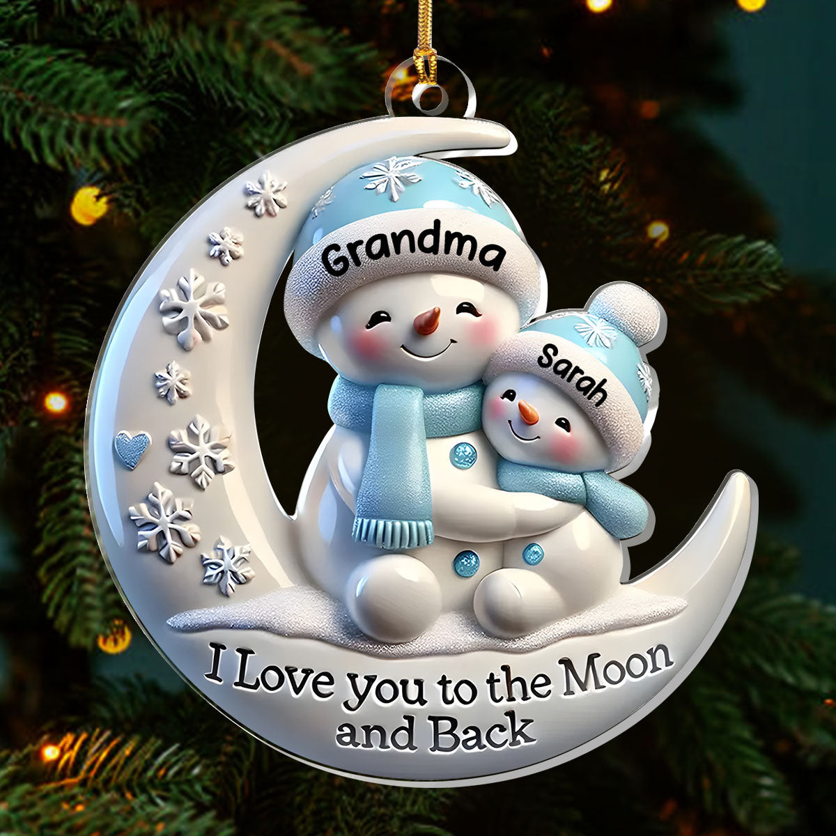 Grandma & Me Moonlight Snuggle - Personalized 1-Layer Acrylic Ornament