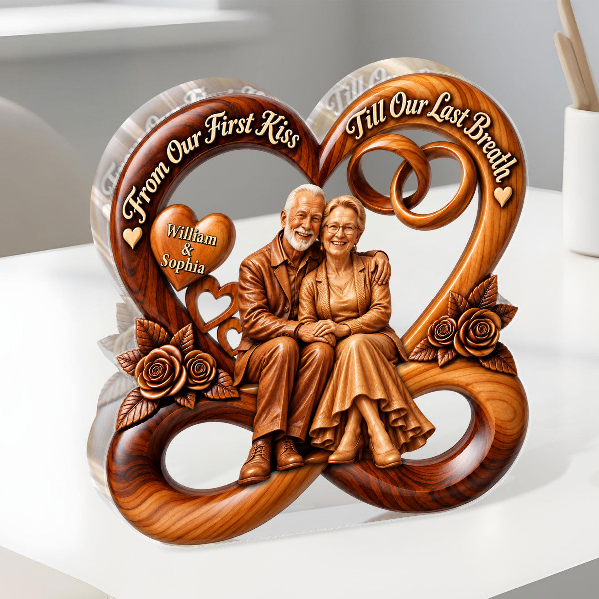 From Our First Kiss Till Our Last Breath - Personalized Custom Shaped Acrylic Plaque