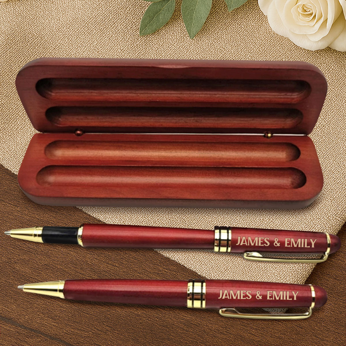 I Love You Forever & Always - Personalized Wooden Pen Set