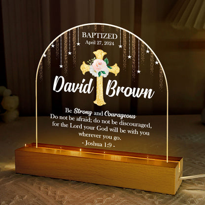 Bible Joshua 1:9 - Personalized Acrylic Plaque Night Light