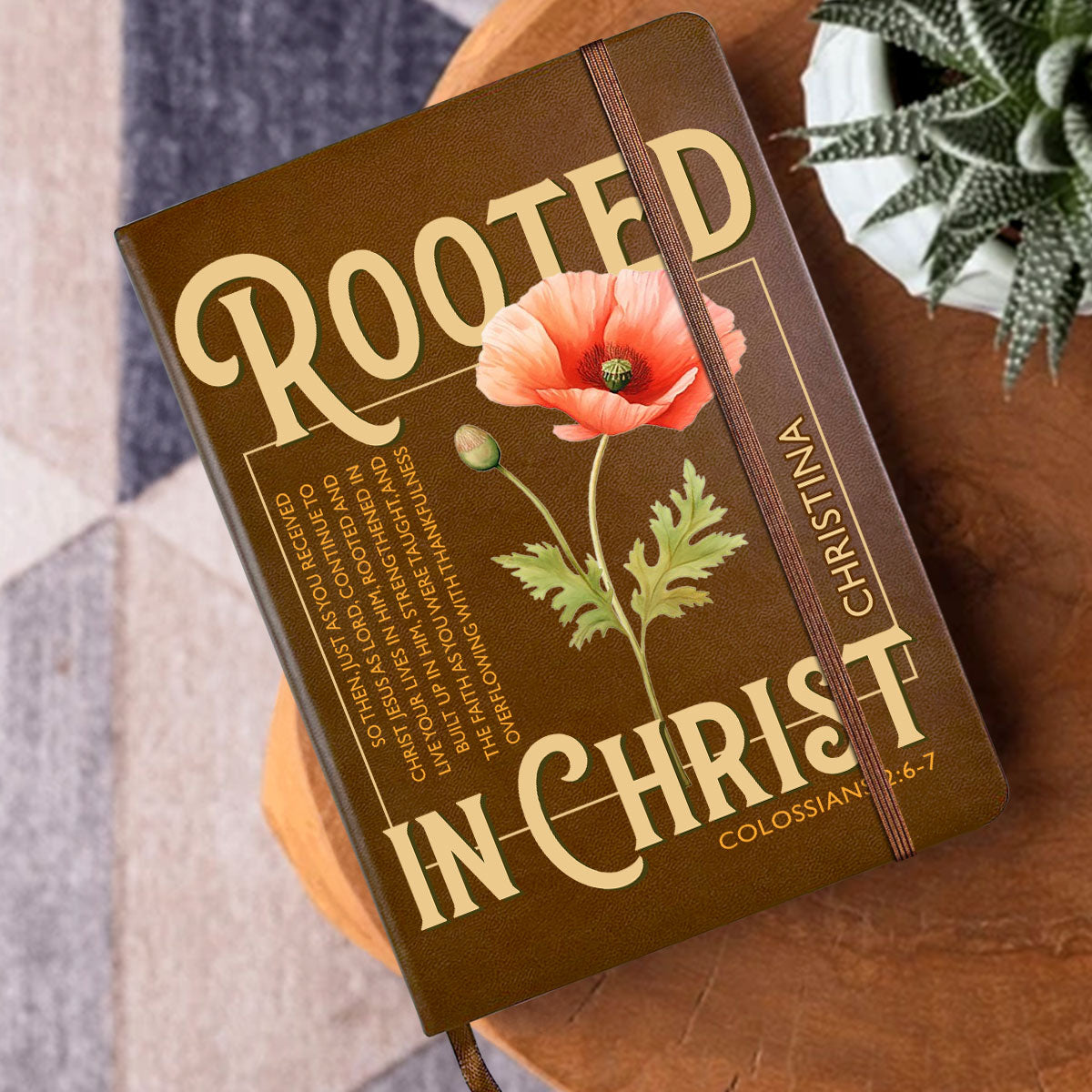 Rooted In Christ - Personalized Leather Cover Notebook