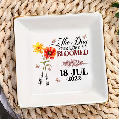 Our Love Bloomed Birth Flowers - Personalized Jewelry Dish