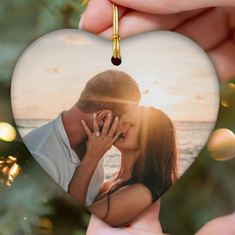 The Year We Became Mr & Mrs - Personalized Heart Shaped Ceramic Ornament FCHCOLETN2650TA