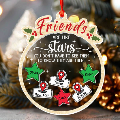 Besties Are Like Stars - Personalized 3 Layered Christmas Shaker Ornament