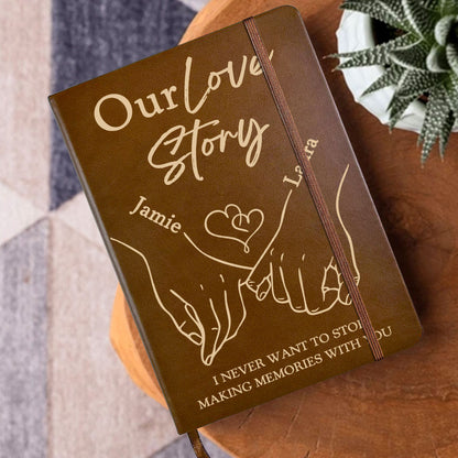 Our Love Story - Personalized Leather Cover Notebook