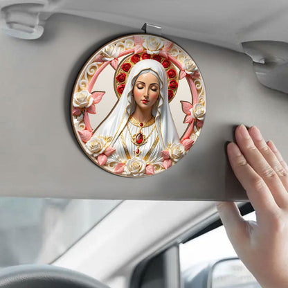 Sacred Heart Virgin Mary - Personalized Car Visor Clip