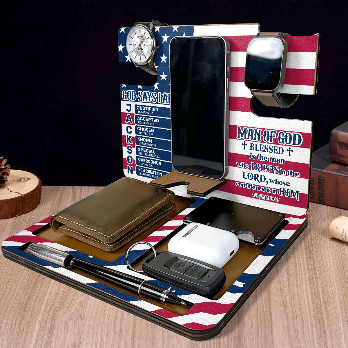 Blessed Is The Man - Personalized Wooden Docking Station