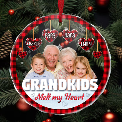 Grandkids Melt My Heart - Personalized Custom Glass Ornament FCURGOPLEHA2718M