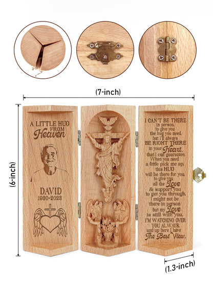 A Little Hug From Heaven - Personalized Openable Wooden Cylinder Sculpture of Jesus Christ